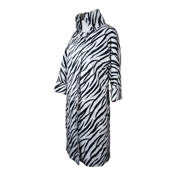 Samuel Dong Zebra Print Trench Coat Dolman Sleeves Dramatic All Season Size S - Picture 3 of 13